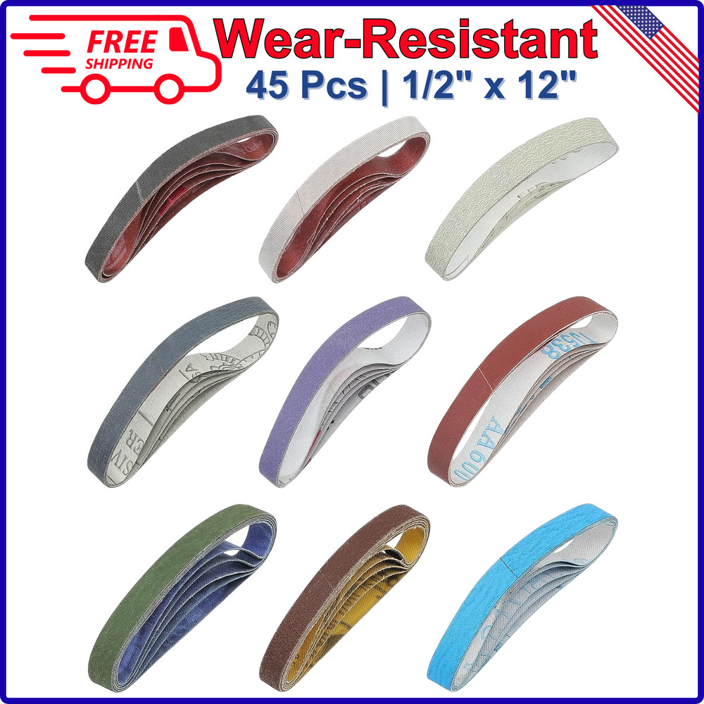 45 Pcs 1/2" x 12" Replacement Sharpening Belt Kit for Official Work Sharp Knife