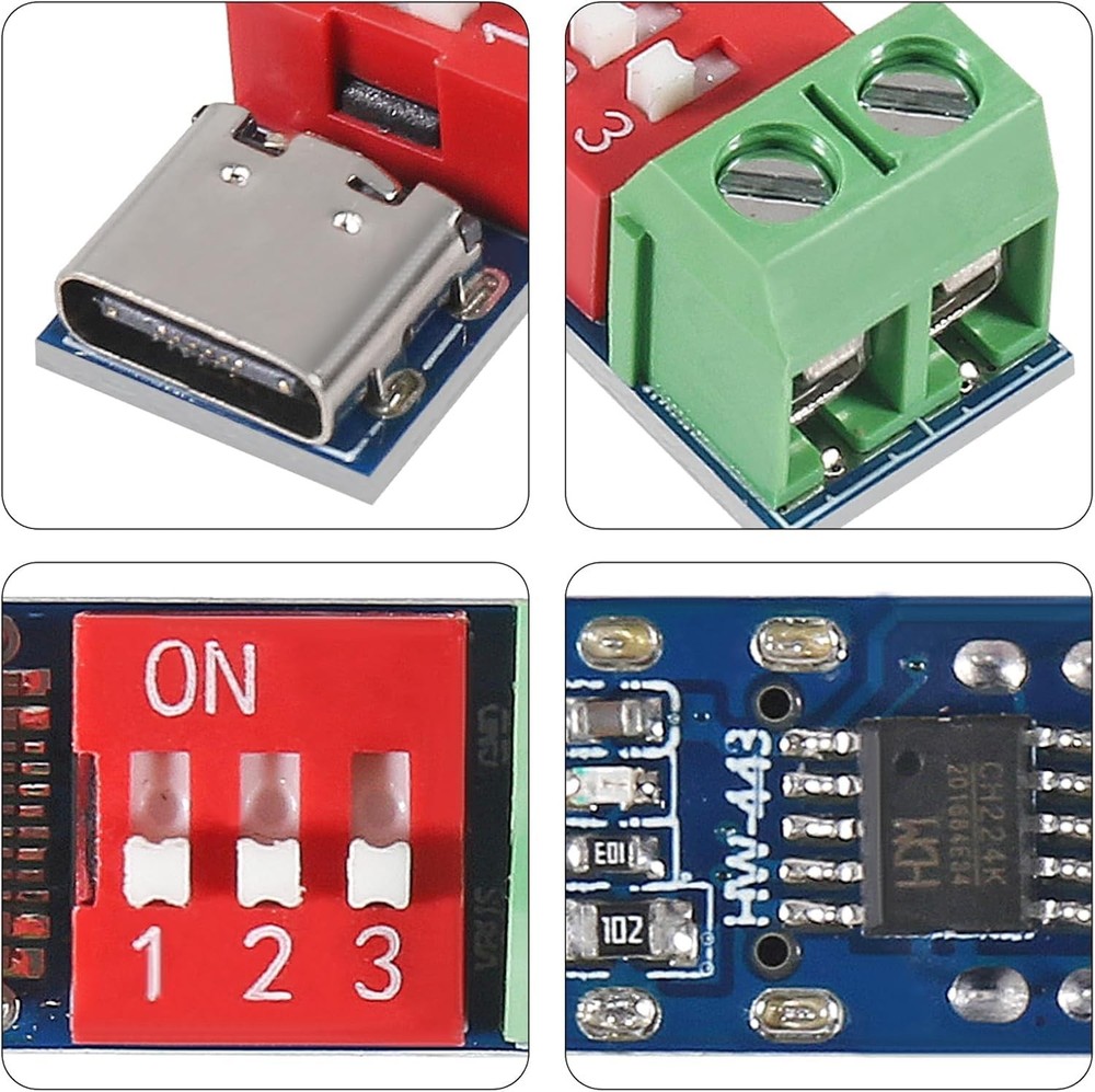 6pcs 5-20V Adjustable USB C PD/QC Trigger Board Decoy Power Fast Charge Module