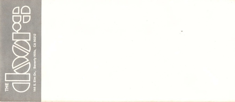 THE DOORS 1968 JIM MORRISON ORIGINAL UNUSED ENVELOPE / NMT 2 MINT