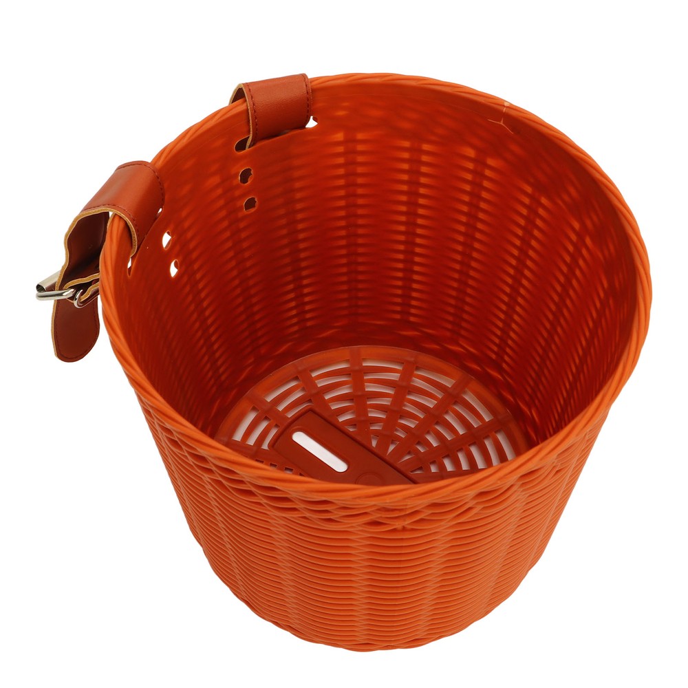 (Coffee)Front Handlebar Basket Multipurpose Simulation Wicker Round CH