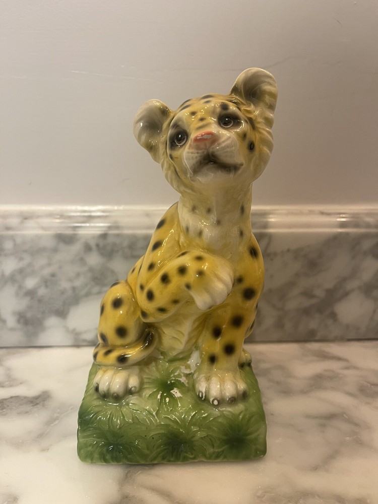 MCM Ceramic Cheetah Leopard Cub Bookend  7" Tall