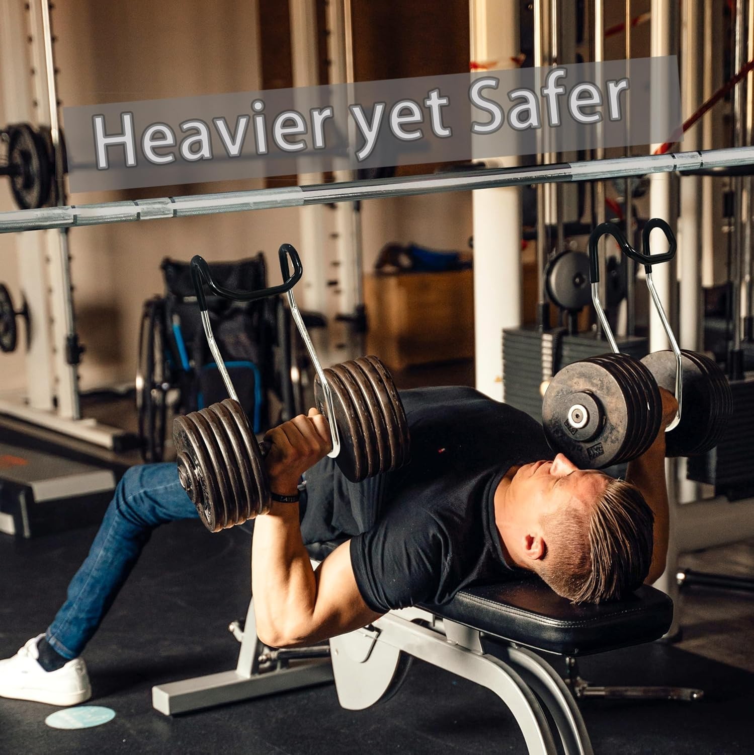 Set of 2 Dumbbell Spotter Hooks - Strength Performance - Barbells Safety Hanger