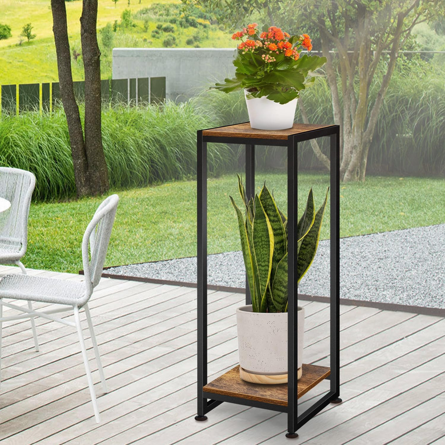 Plant Stand Indoor, 31.5'' Tall Wood Plant Stands Heavy Duty Pedestal Stand for