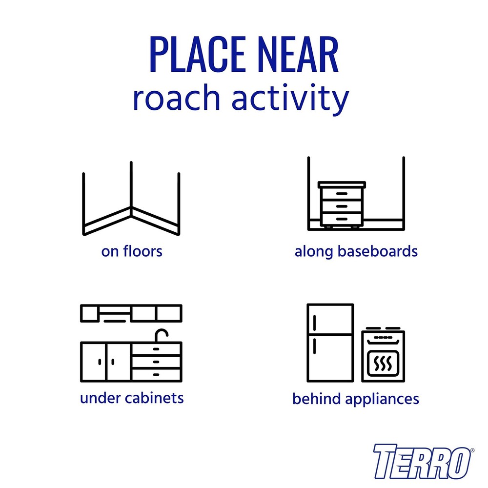 TERRO T500 Indoor Multi-Surface Roach Bait Stations - 1 Pack, Black