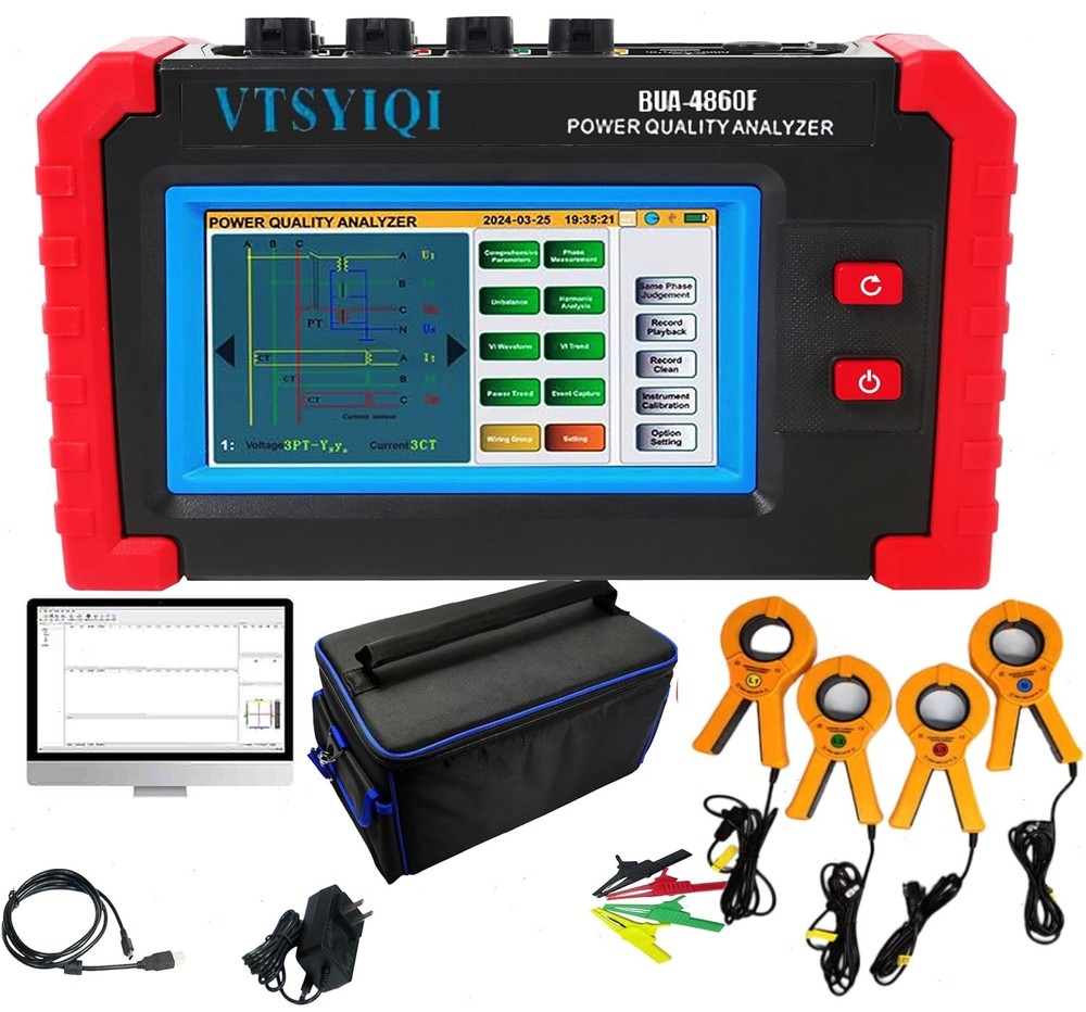 Power Quality Meter with Range 1.0A~1000A Voltage, Current and Power Trend Chart