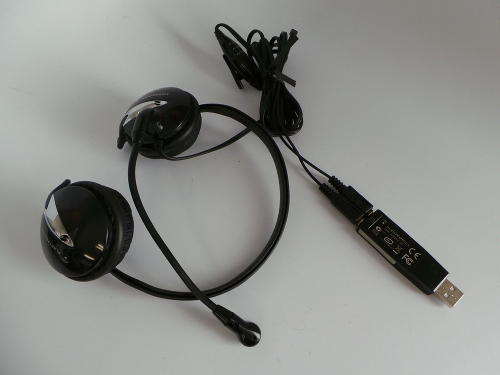 PLANTRONICS WIRED ADJUSTABLE HEADSET, SKYPE PHONE USB ADAPTER 02 USB