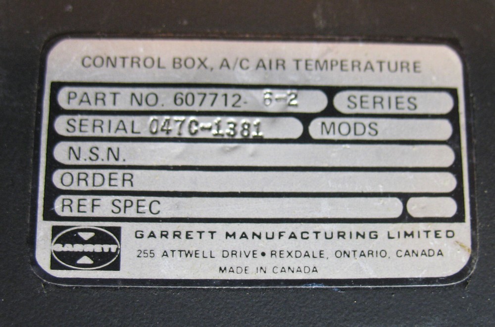 2 Air Temp Control Boxes 607712-6-2