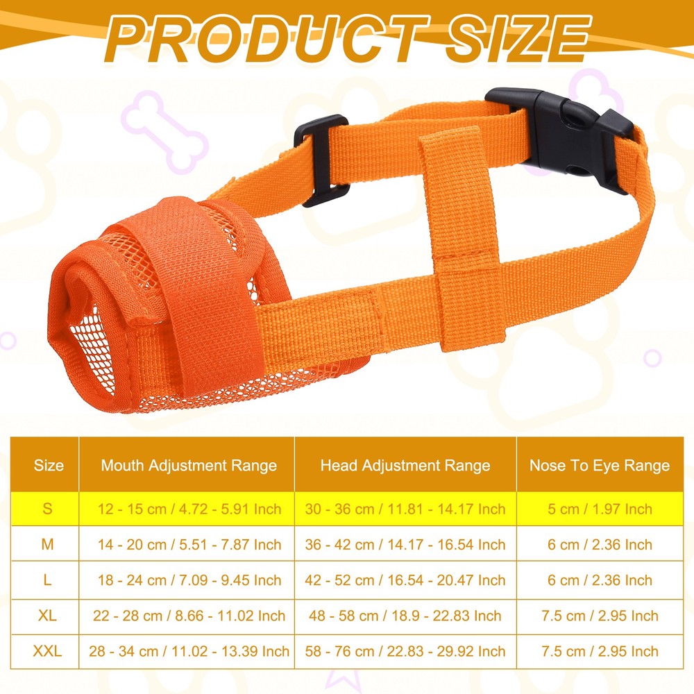 Dog Muzzle, Soft Mesh Muzzle Mouth Guard Cover(Orange, S)