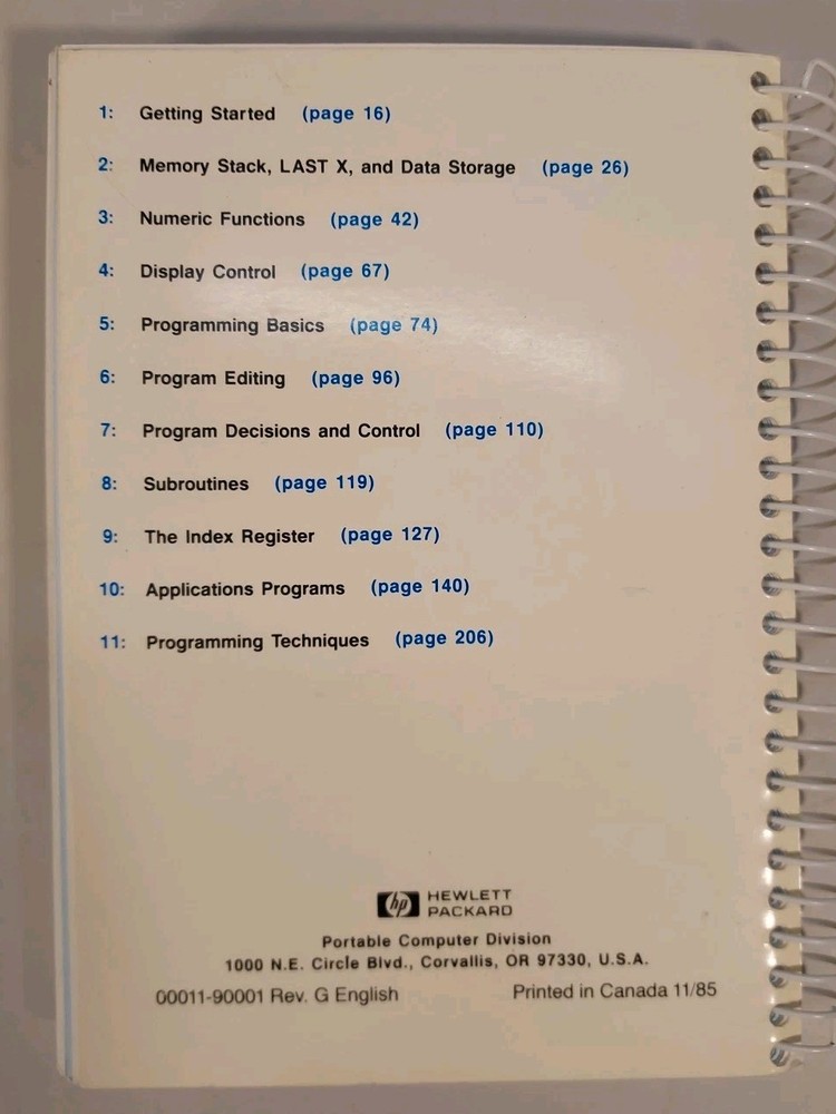 HP-11C Owner's Handbook and Problem-solving Guide November 1985