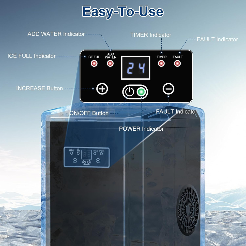 Countertop Ice Maker Machine, 44LBS Ice Cube Maker, Portable Small Ice Cube Mach