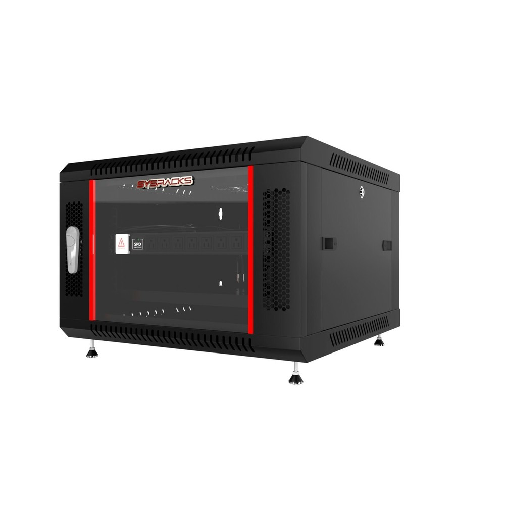6U Server Rack Locking Network Cabinet Data Enclosure with PDU-Feet-Fan-Shelf