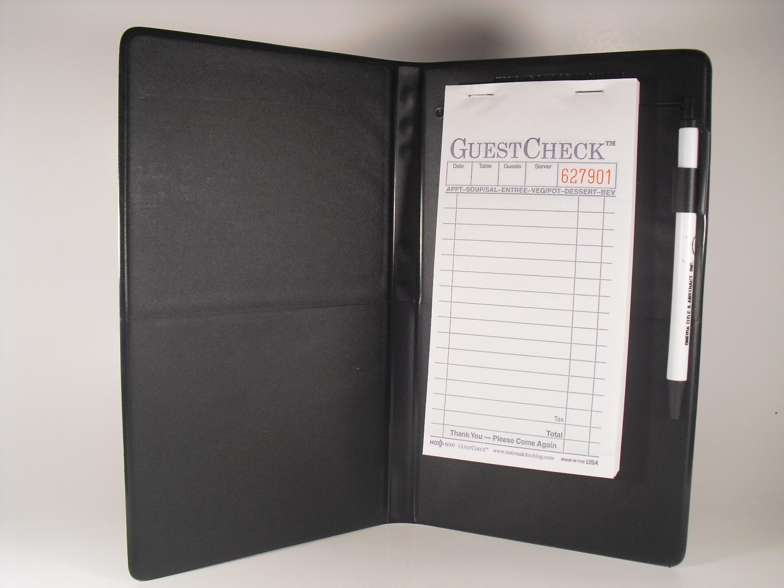 Black Waitress Pad Holder Guest Check Book Order Pad Book NEW