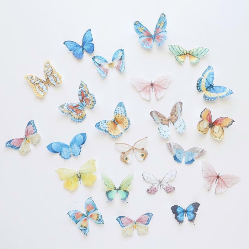 Edible Pre-Cut Wafer Butterfly - Assorted Colourful