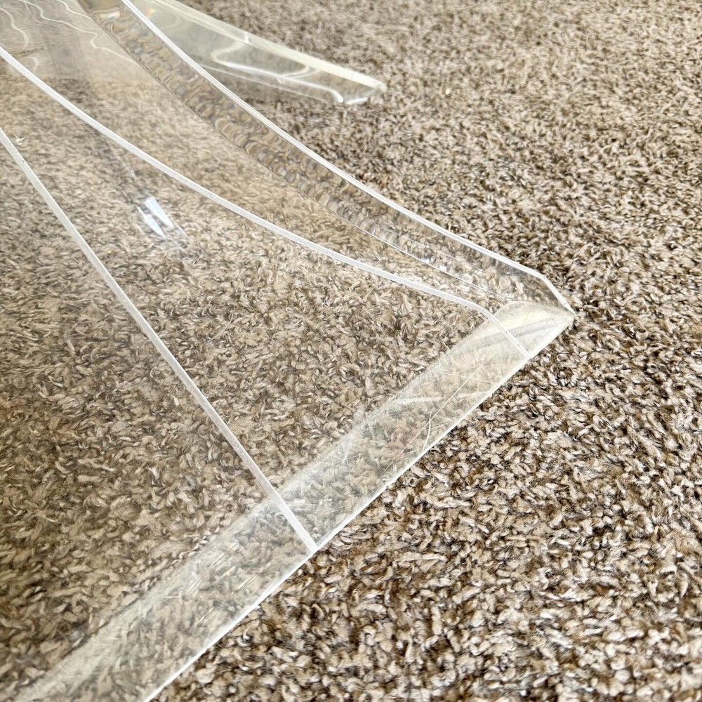 Postmodern Octagonal Beveled Glass Top Lucite Coffee Table