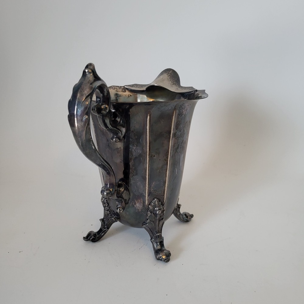 Vintage Silver Plated Water Pitcher w/Ice Lip Marked Rare old