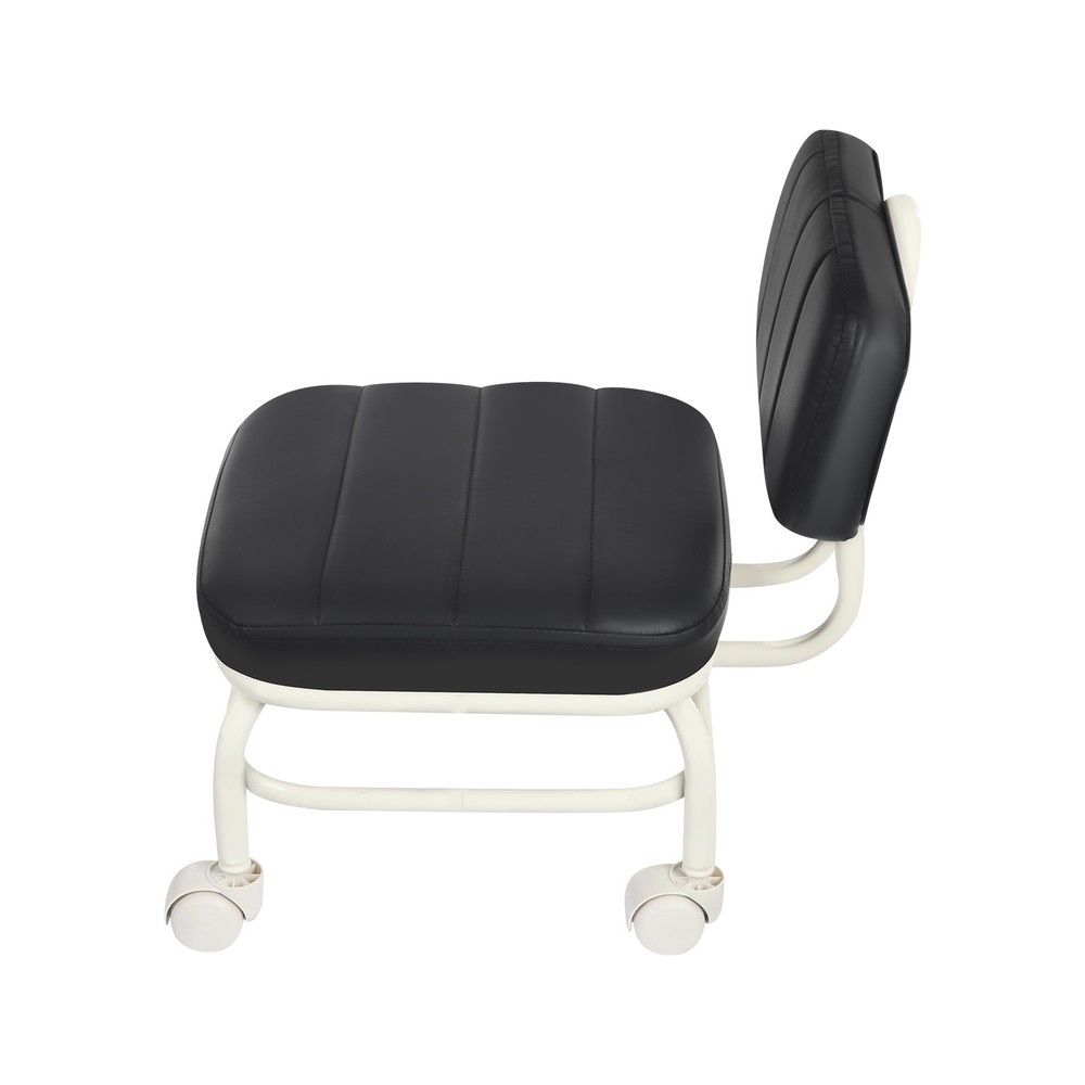 Low Rolling Stool, Roller Seat with Universal Swivel Caster Wheels & Backrest