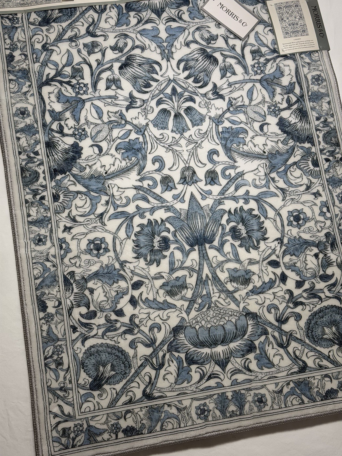 NEW Morris & Co 2 Piece Accent Rug Set Lodden Blue White 2'x5' Washable 24"x36"