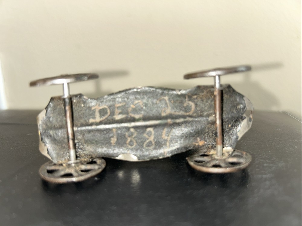 RARE 1884 Tin Goat Pull Toy on Platform Cart