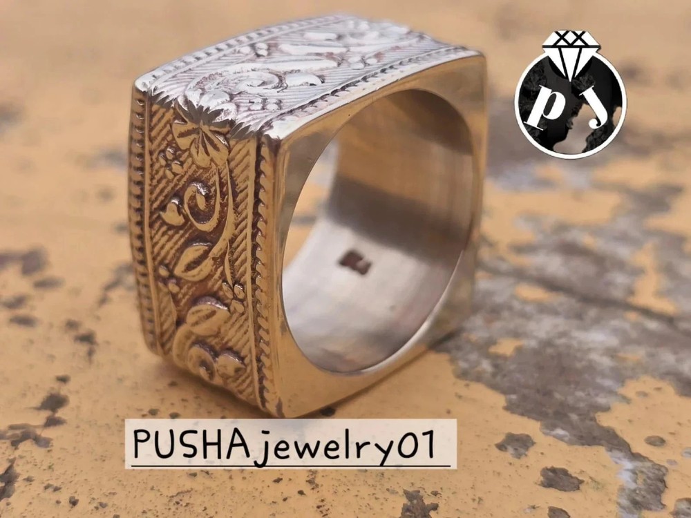 925 Sterling Silver Cube Ring industrial Nut Ring Square Ring Big Bolt Geometric