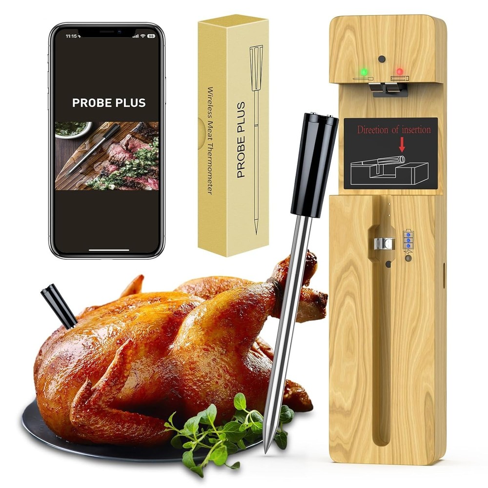 Wireless Meat Thermometer Bluetooth with Ceramic Probe: Waterproof Digital Oven