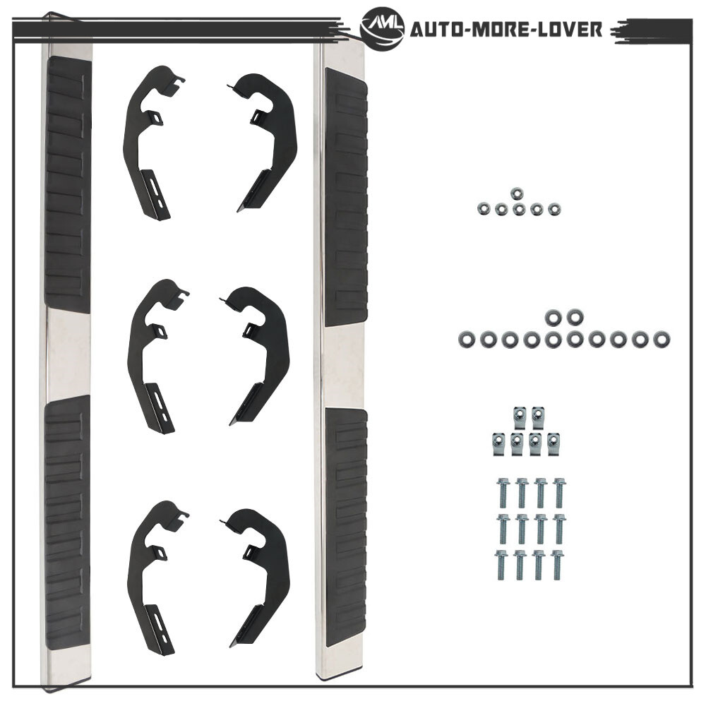 6" Running Boards Side Step For 2007-18 Silverado GMC Sierra Double Extended Cab