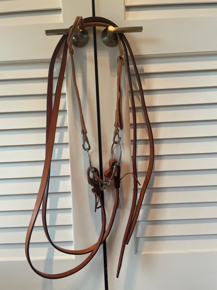 NEW 1-EAR QUICK CHANGE WESTERN BRIDLE W/5" OFFSET D-SNAFFLE BIT & SPLIT REINS