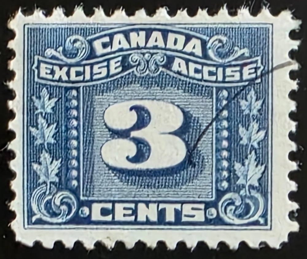 CANADA #FX64 1934 3c THREE LEAF EXCISE TAX USED