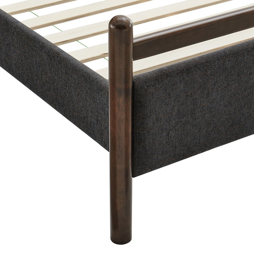 Ginny Queen Size Platform Bed Frame in Wenge Heathered Dark Gray