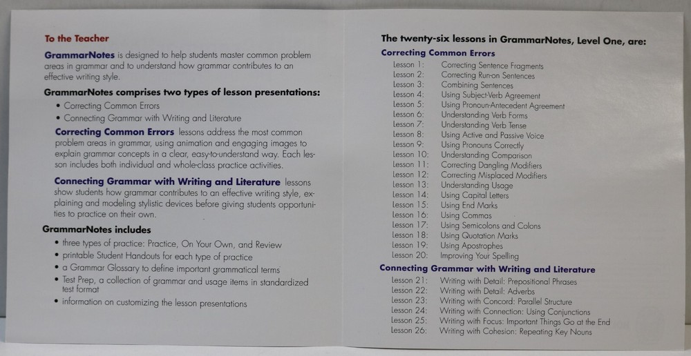 Holt Grammar Notes Effective Grammar for Writing Level One (2008 DVD-ROM)