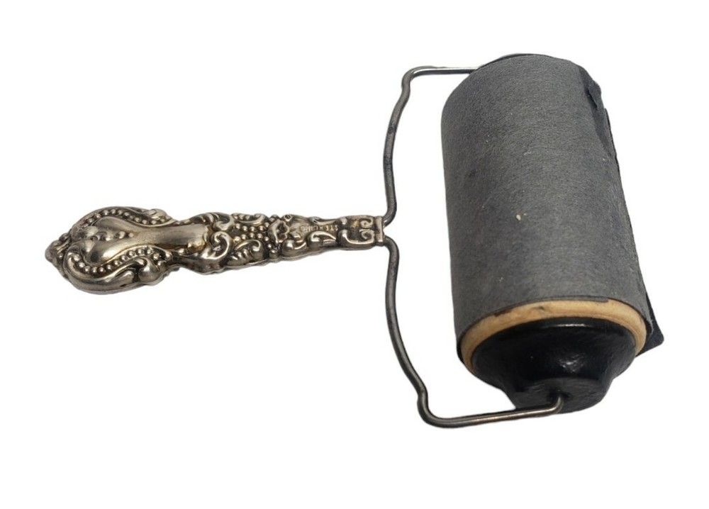 Antique Ink Blotter Roller Sterling Silver Embossed Handle
