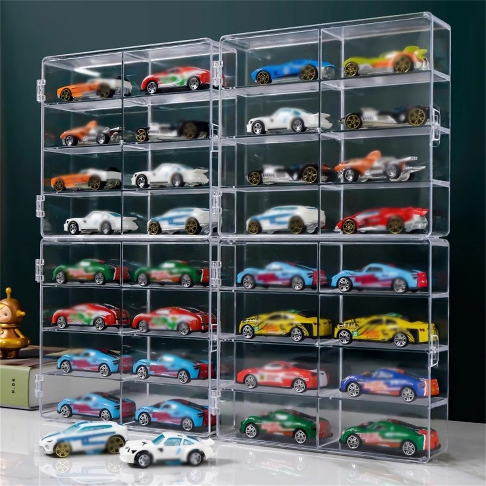 4Pcs Car Display Case 1/64 Scale Compatible With H-W 32 Compartments