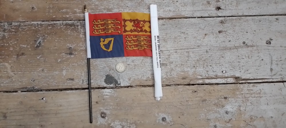 British Royal Standard Table Top Flag With Base.