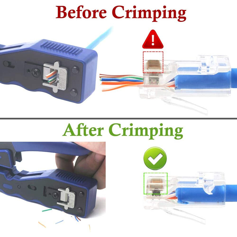 500 Pcs CAT6 RJ45 Pass Through Network Cable Modular Plug Connector Open End