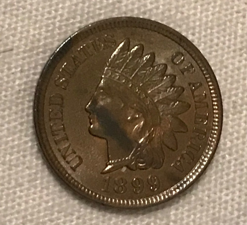1899 Indian head cent , Lustrous Brown Uncirculated,