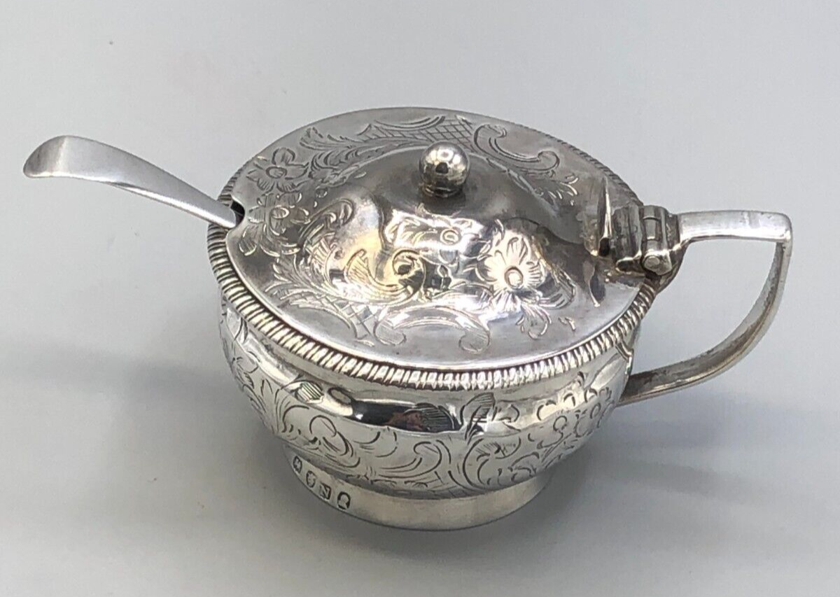 Antique Sterling Silver small Sauce Dish with Spoon, London England, circa 1798