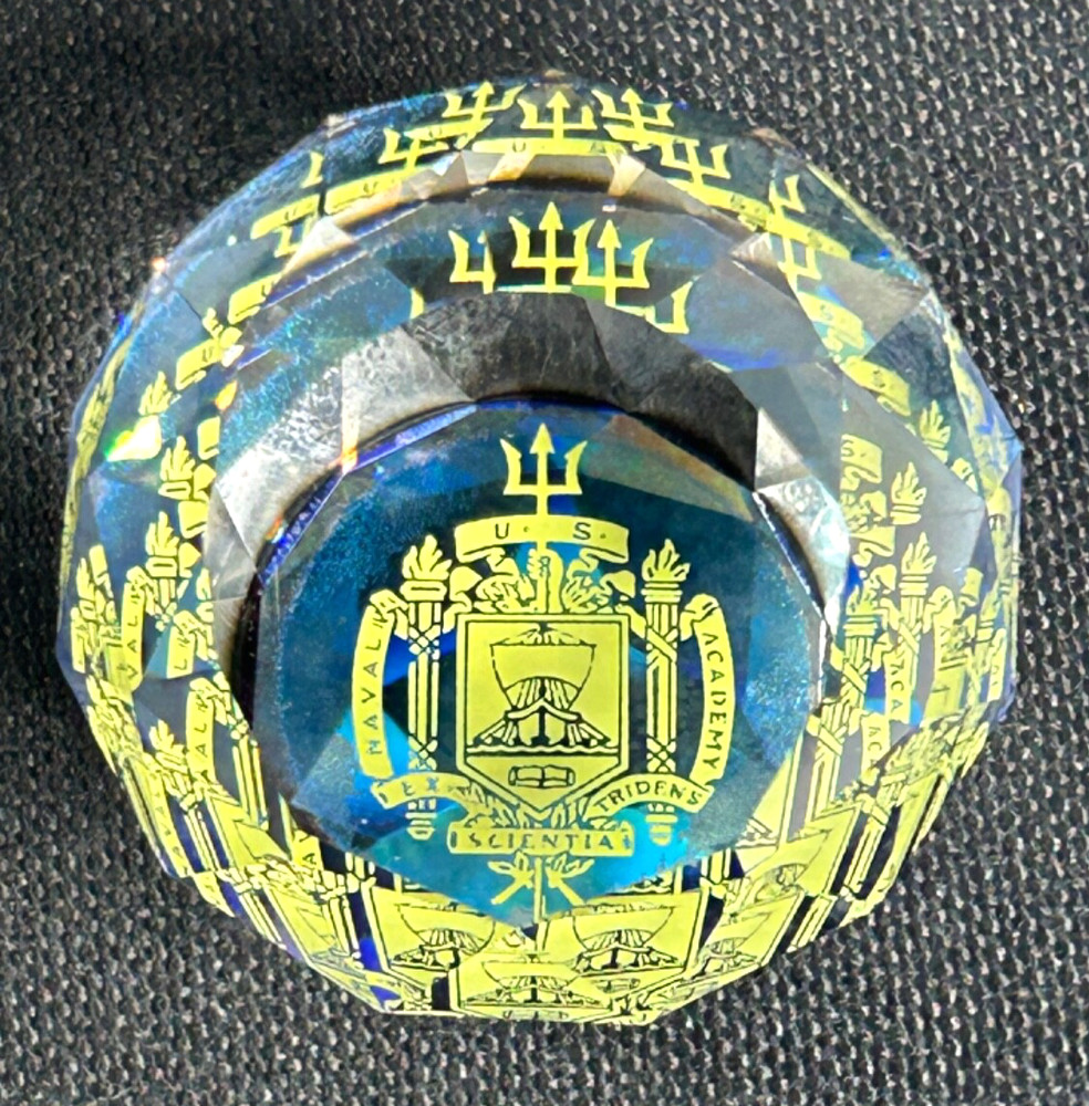 US Naval Academy Small Crystal Paperweight