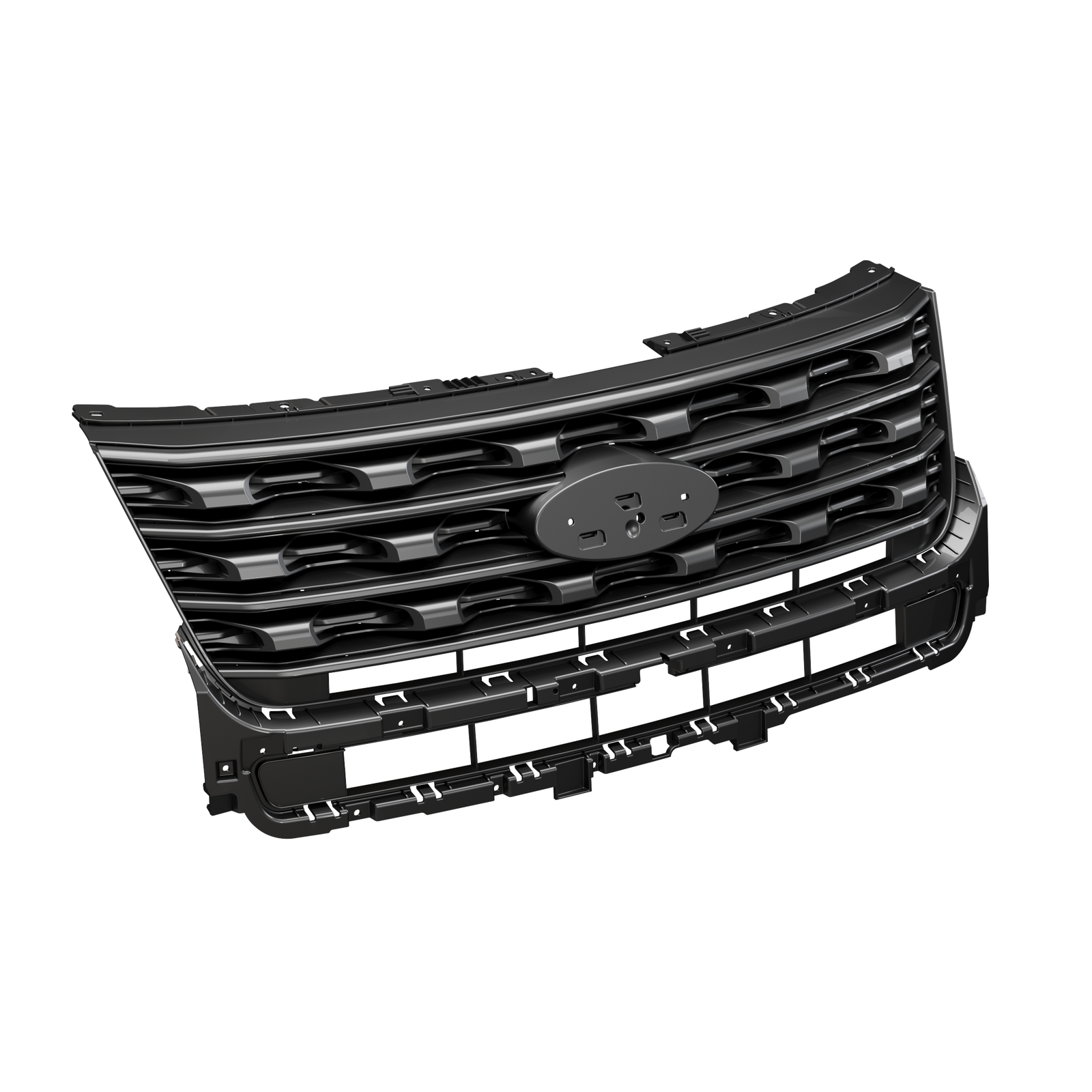 For Ford Explorer 2016 2017 Front Bumper Upper Grille Glossy Black Painted