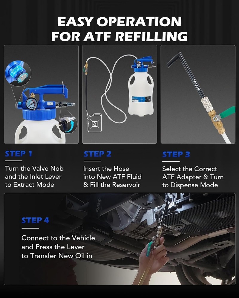 Efficient 10L Transmission Fluid Extractor with 15 ATF Adapters - Compact Design