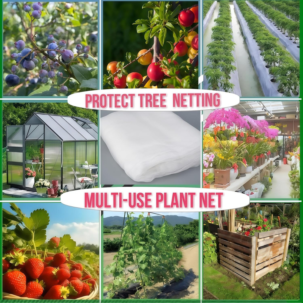 Fruit Tree Netting with Drawstring- 4 Pack 5.3X6 FT- Easy Install Plant Protecti