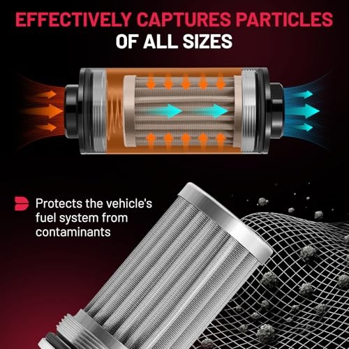 100 Micron Inline Fuel Filter with Bracket Clamp, 6AN 8AN Silver With Bracket