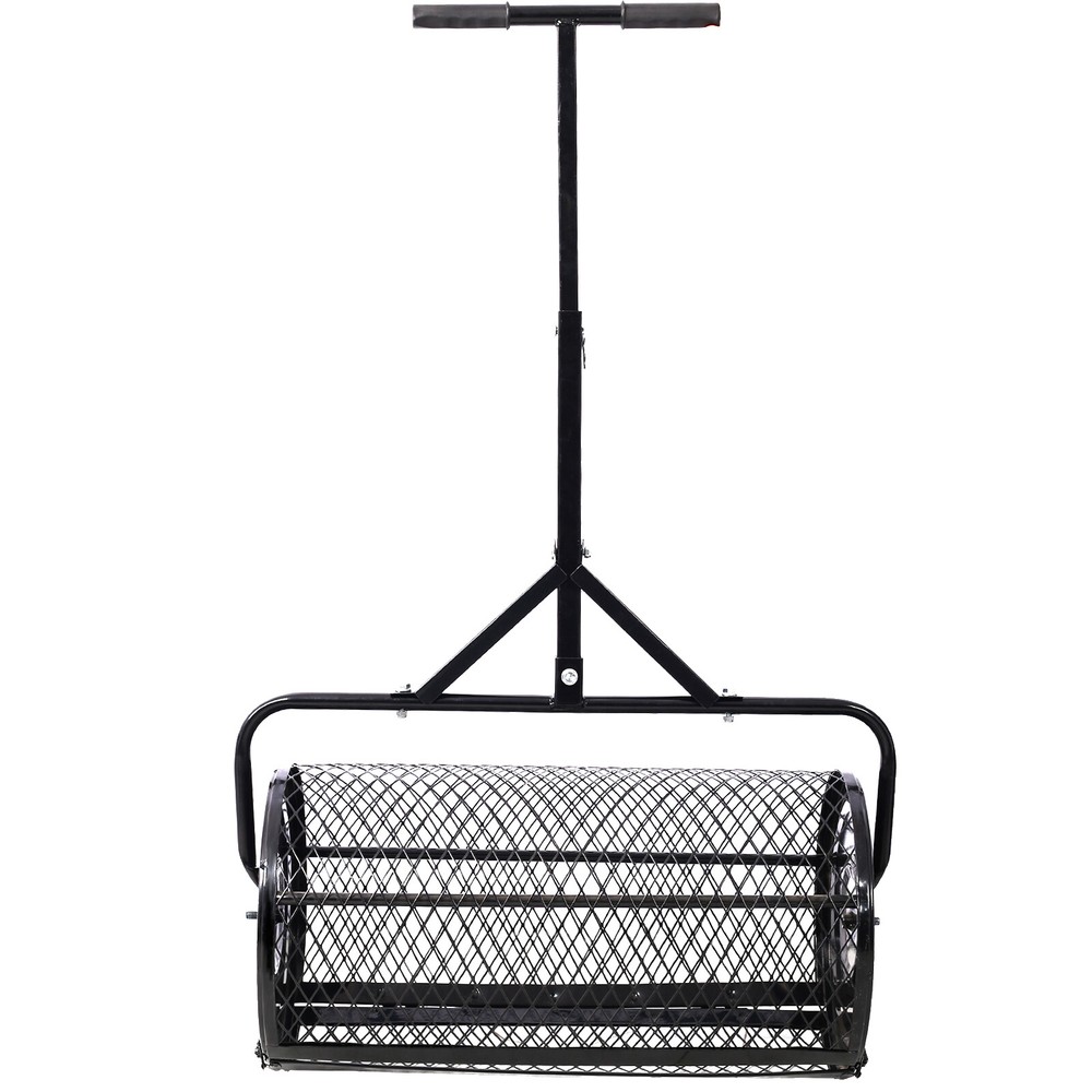 Peat Moss Spreader Metal Mesh Basket with Handle Compost Seeding Spreader Roller