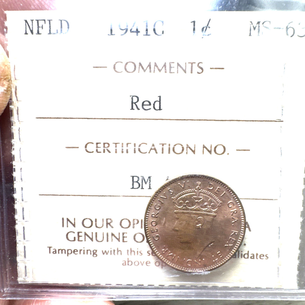 Newfoundland 1941 C 1c CENT ICCS MS63 RED