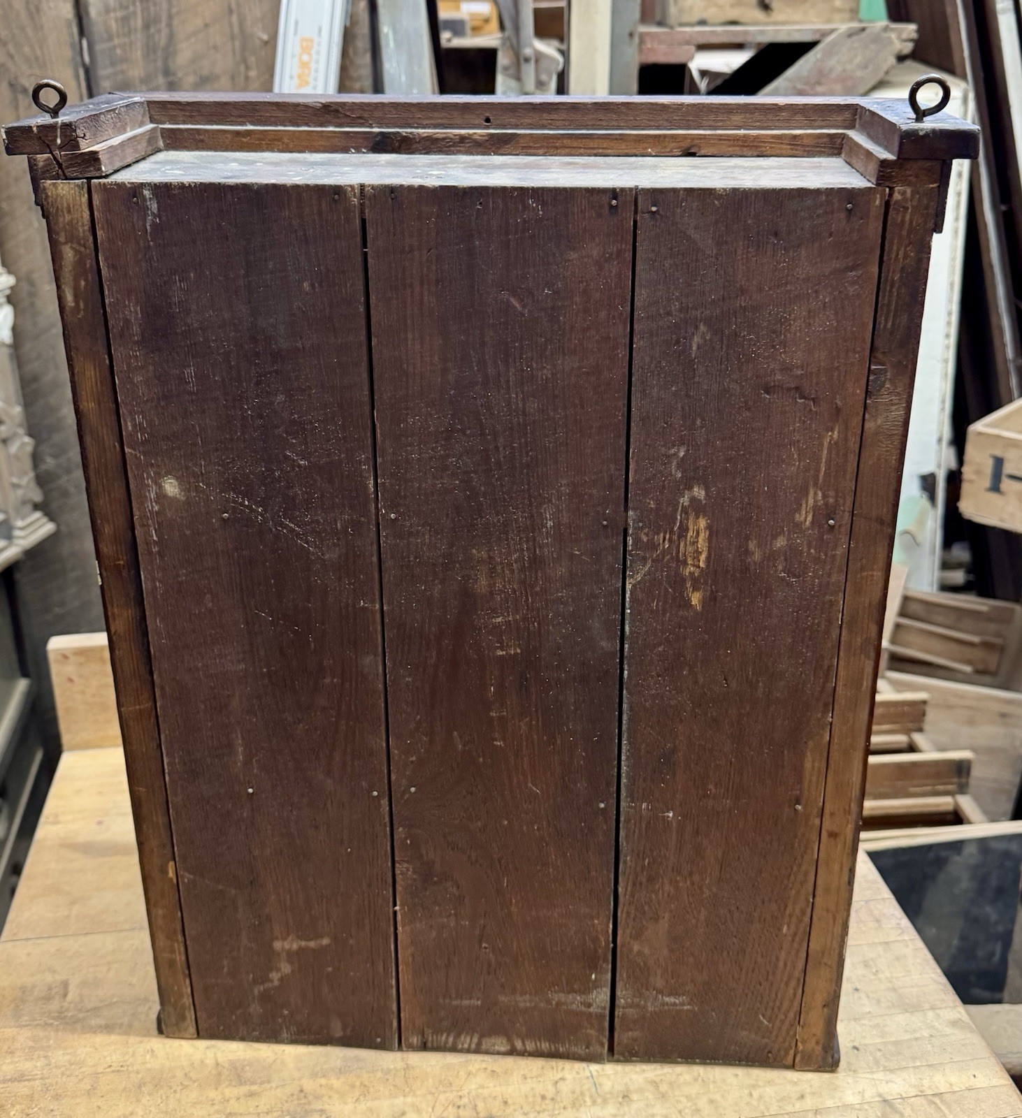 Antique Victorian Medicine Cabinet w/ Inlay Wood Wall Cabinet Original Mirror