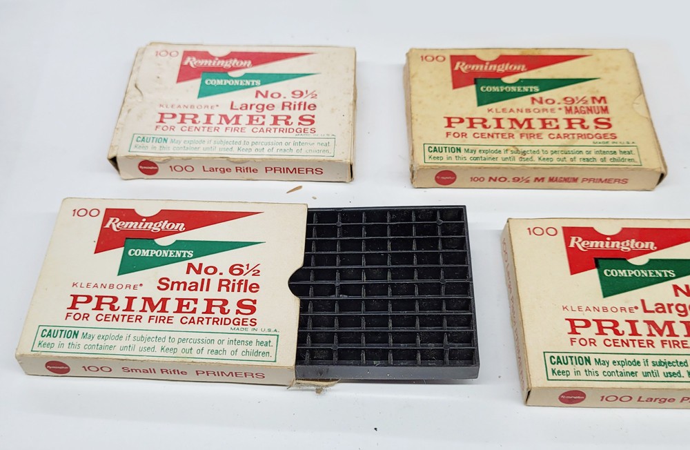 4ea. Vintage Remington Components Kleanbore Primers w/ Insert EMPTY Boxes