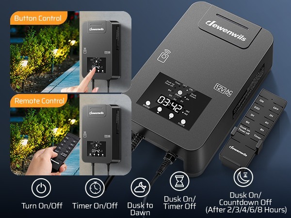 DEWENWILS 200W Low Voltage Transformer, Photocell & Timer, Landscape Lighting