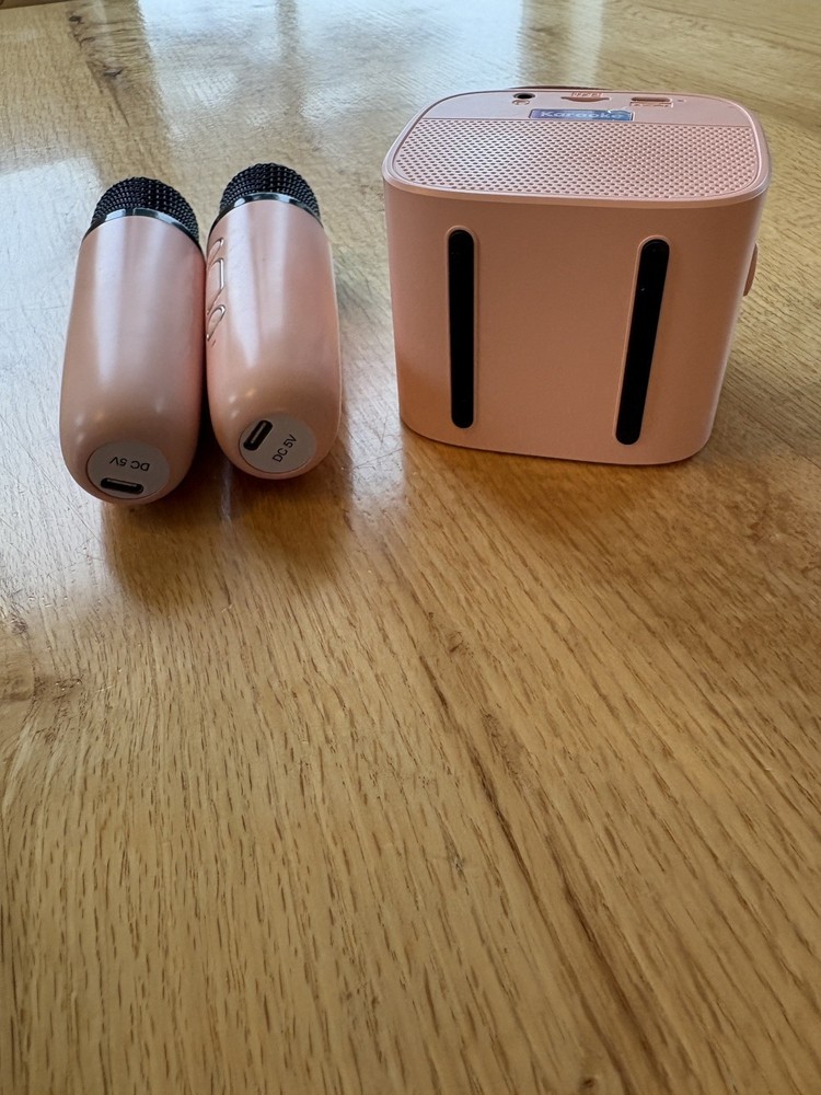 Mini Karaoke Machine with 2 Wireless Microphone, Bluetooth Speaker for Kids