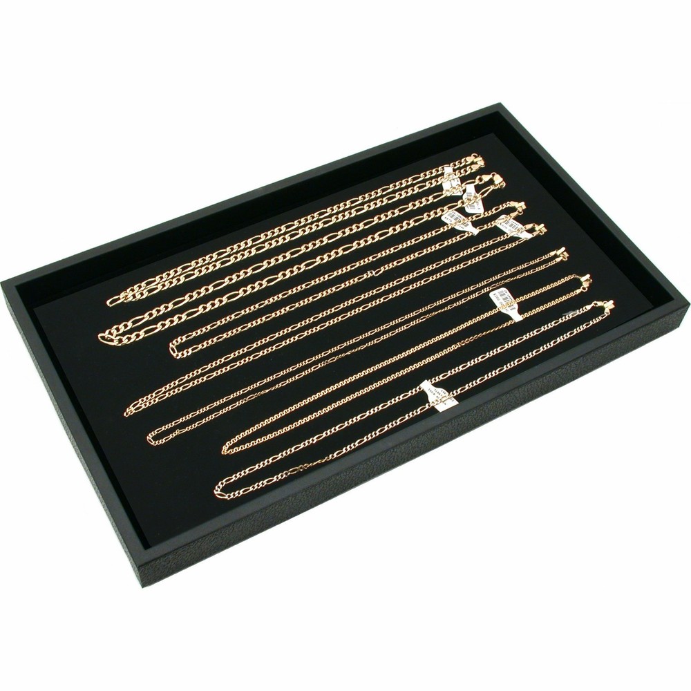 Black Sample Display Tray & 7 Hook Necklace Velvet Insert