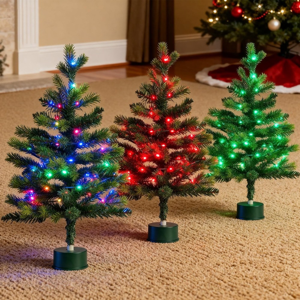 2FT Musical Rotating Prelit Small Christmas Tree, Artificial Tabletop Christm...