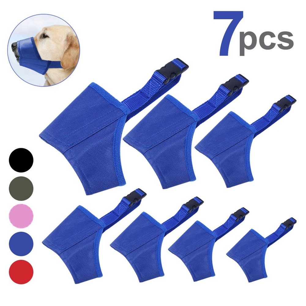 Coppthinktu Dog Muzzle Suit 7PCS Muzzles for Biting Barking Chewing, A-Blue