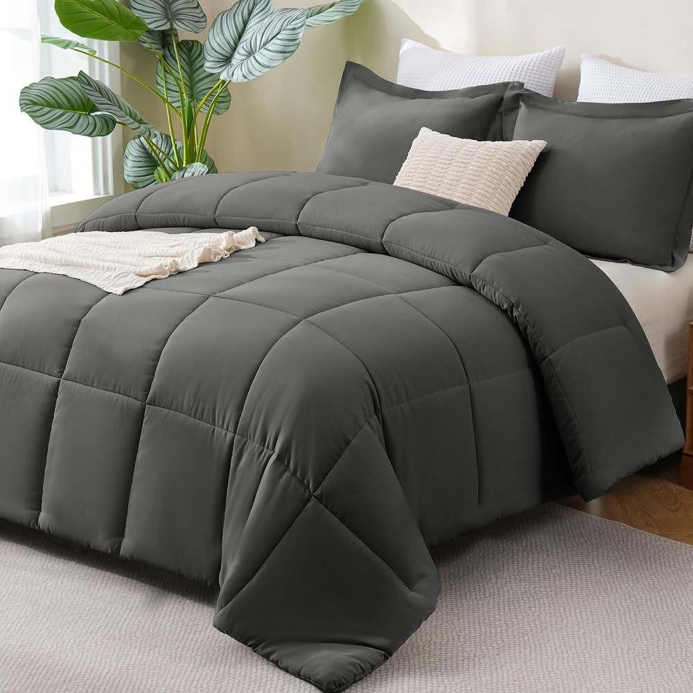 CozyLux King Size Comforter Set - Dark Grey King,